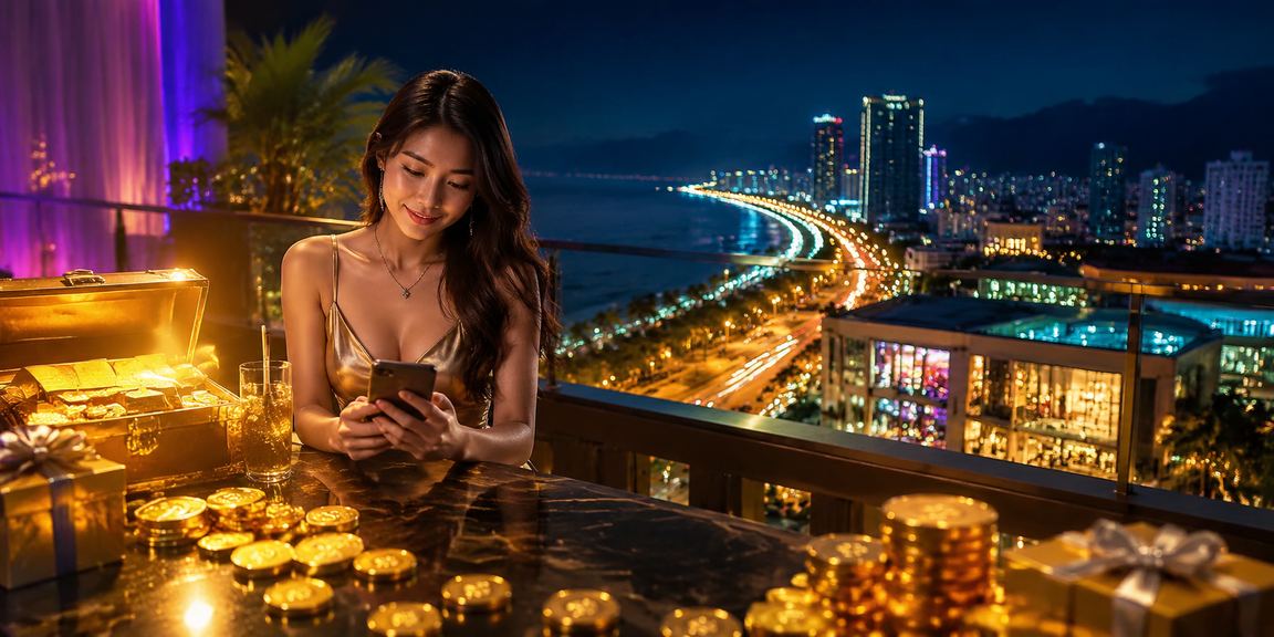 Pemain menggunakan telefon pintar untuk bermain slot kasino di Kuantan Malaysia